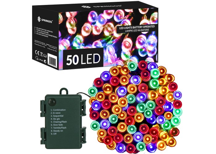 Гірлянда на батарейках Springos 5 м 50 LED CL4029 Mix