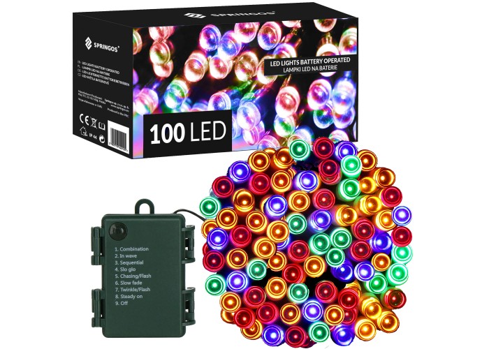 Гірлянда на батарейках Springos 10 м 100 LED CL4032 Mix