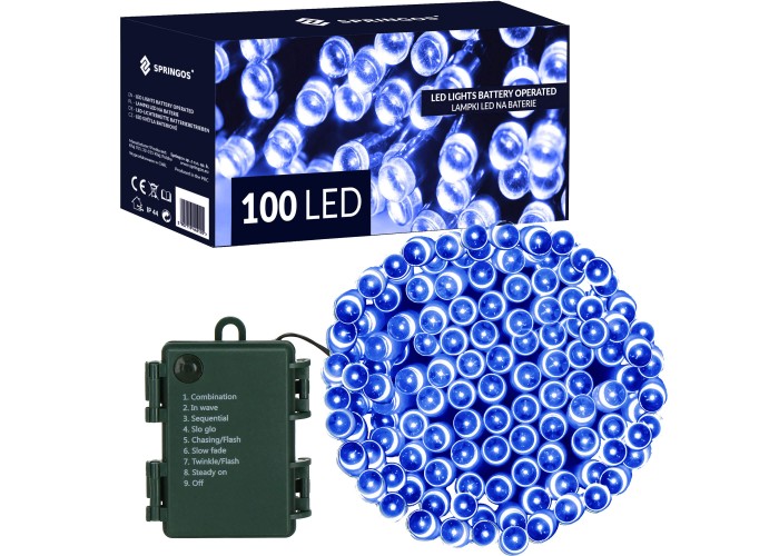 Гірлянда на батарейках Springos 10 м 100 LED CL4033 Blue