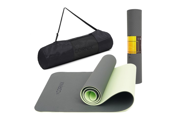 Килимок спортивний Cornix TPE 183 x 61 x 0.6 см для йоги та фітнесу XR-0002 Black/Green