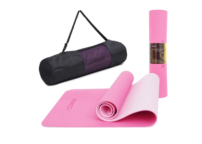 Килимок спортивний Cornix TPE 183 x 61 x 0.6 см для йоги та фітнесу XR-0005 Pink/Rose