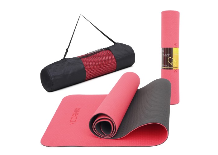 Килимок спортивний Cornix TPE 183 x 61 x 0.6 см для йоги та фітнесу XR-0006 Red/Black