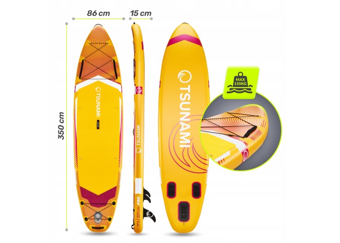 Надувна SUP дошка TSUNAMI PRO 350 см з веслом T11 (P-5905973405584)