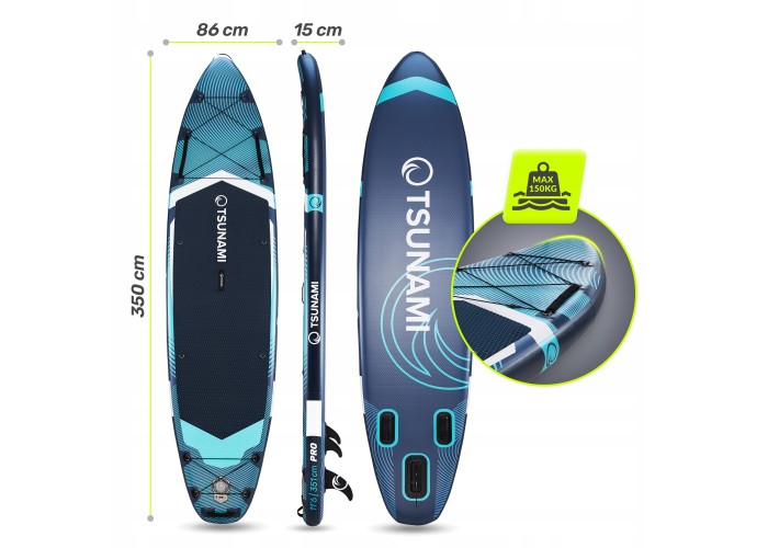 Надувна SUP дошка TSUNAMI PRO 350 см з веслом T12 (P-5905973405607)