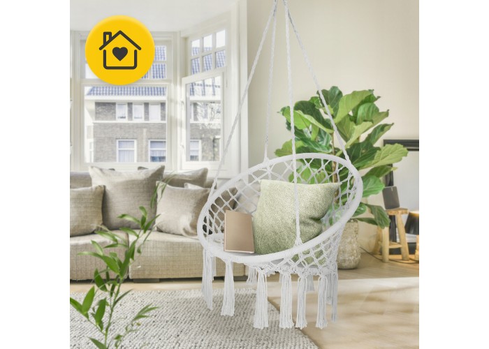 Крісло-гойдалка 4FIZJO Boho Dream 80 см підвісна, плетена Grey (P-5905973404525)