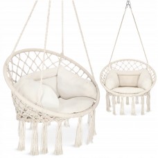 Крісло-гойдалка 4FIZJO Boho Dream 80 см з подушкою, підвісна, плетена Beige (P-5905973404549)