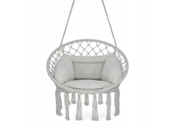 Крісло-гойдалка 4FIZJO Boho Dream 80 см з подушкою, підвісна, плетена Grey (P-5905973404532)