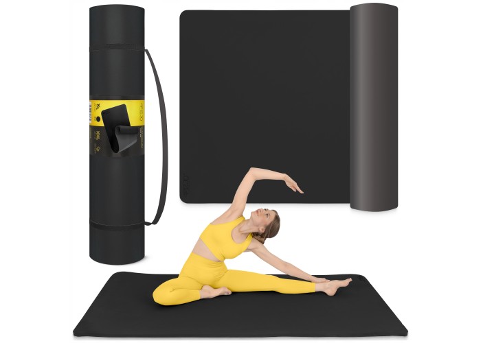 Килимок (мат) спортивний 4FIZJO TPE Gigant 200 x 125 x 2 см для йоги та фітнесу Black (P-5907739318992)