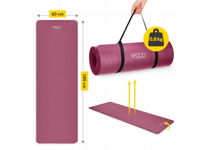Килимок (мат) спортивний 4FIZJO NBR 180 x 60 x 1.5 см для йоги та фітнесу Burgundy (P-5905973406710)