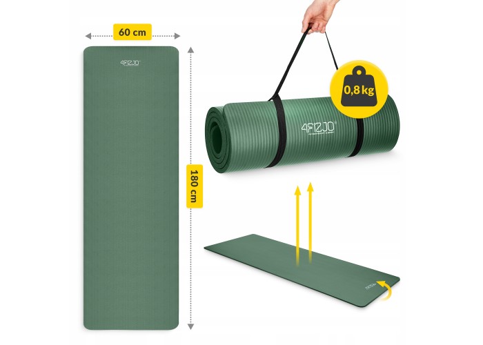 Килимок (мат) спортивний 4FIZJO NBR 180 x 60 x 1.5 см для йоги та фітнесу Navy Green (P-5905973406727)