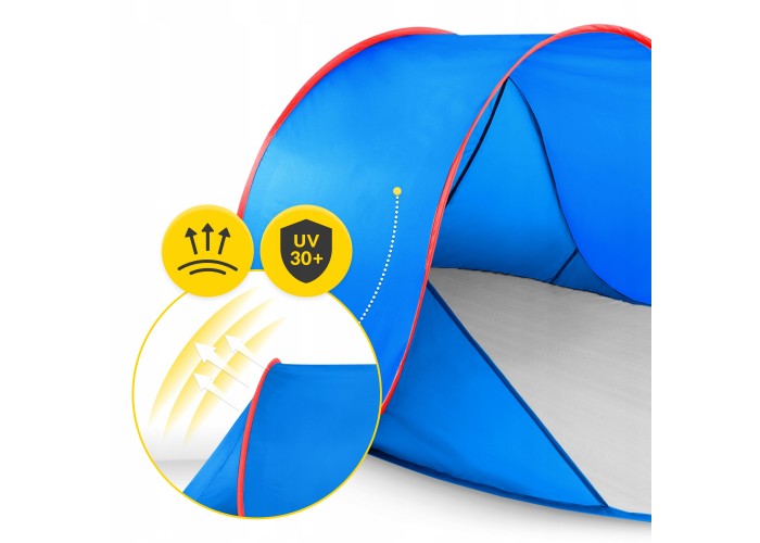 Намет пляжний 4FIZJO Pop-Up 195 x 120 см саморозкладний Blue/Red (P-5905973405164)