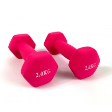 Гантелі для фітнеса NEO-SPORT 2 кг. x 2 шт., метал з вініловим покриттям (рожеві)