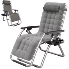 Розкладне крісло шезлонг із подушкою Zero Gravity LEOBRO Сіре