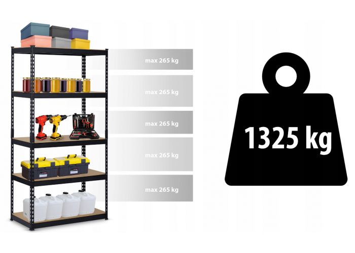Стелаж Humberg 183 x 90 x 45 см HR-700 Black (570001)