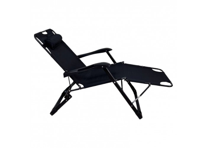 Розкладне крісло-ліжко з подушкою LEOBRO Чорне (HT-148G1+ BLACK)