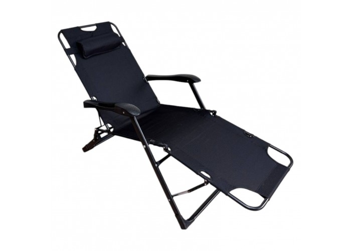 Розкладне крісло-ліжко з подушкою LEOBRO Чорне (HT-148G1+ BLACK)