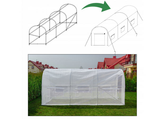 Садова теплиця парник LEOBRO Garden 6м2 White (LB-6M19W)