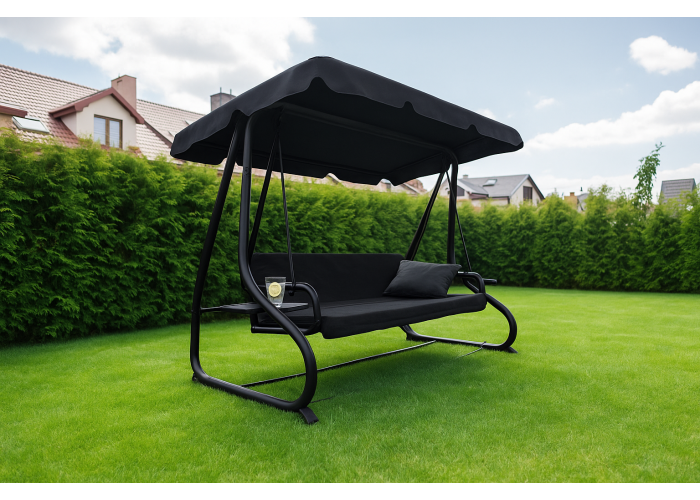 Велика гойдалка з подушками на 3 особи LEOBRO Luxury Black
