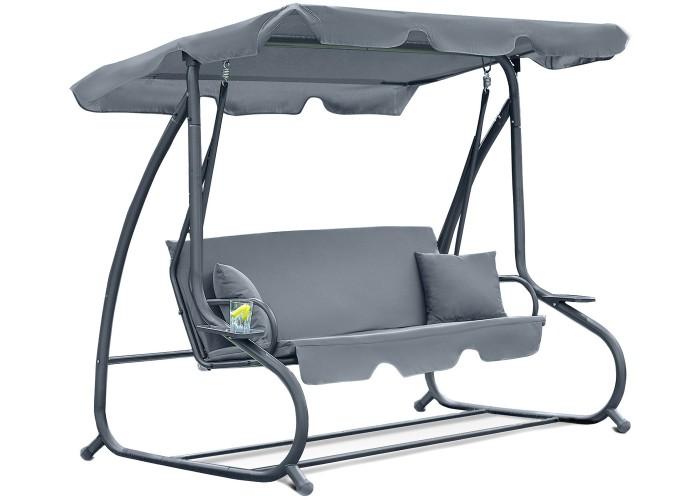 Велика гойдалка з подушками на 3 особи LEOBRO Luxury Grey