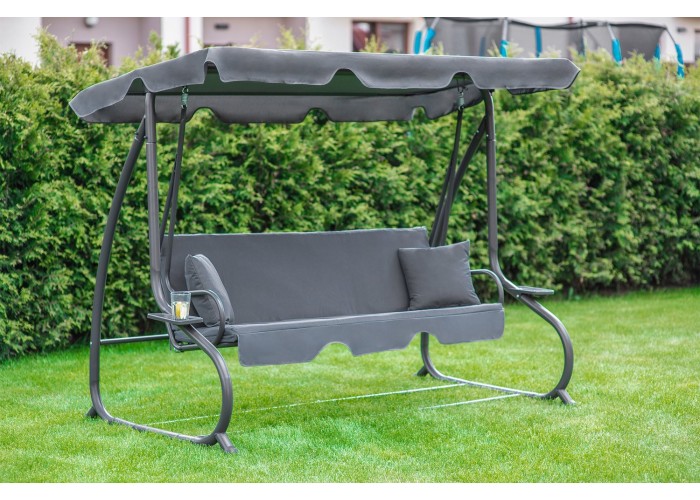 Велика гойдалка з подушками на 3 особи LEOBRO Luxury Grey