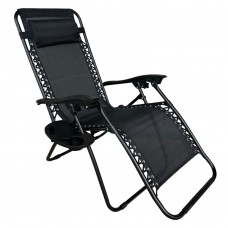 Розкладне крісло шезлонг Zero Gravity LEOBRO Чорне (HT-167D BLACK)
