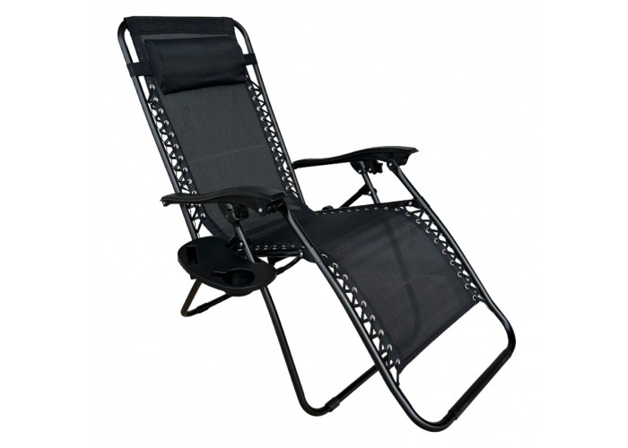 Розкладне крісло шезлонг Zero Gravity LEOBRO Чорне (HT-167D BLACK)