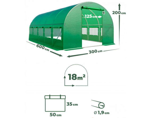 Садова теплиця LEOBRO Garden 18м2 з УФ-захистом