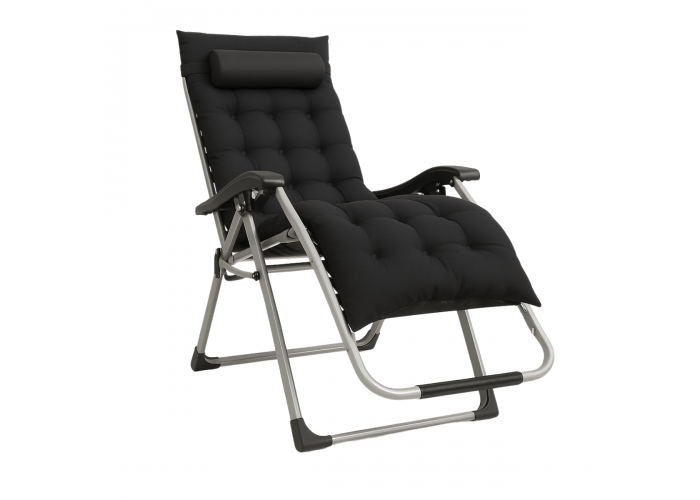 Розкладне крісло шезлонг LEOBRO Zero Gravity Premium Plus Чорне (LB-ZGC-E1-BLK)