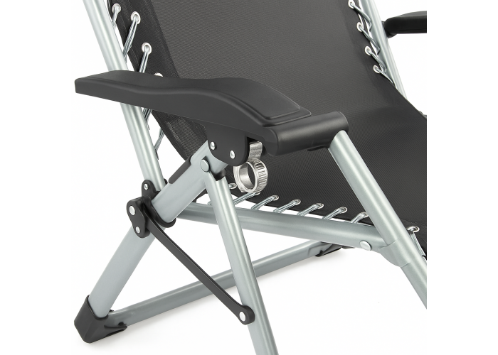 Розкладне крісло шезлонг LEOBRO Zero Gravity Premium Plus Чорне (LB-ZGC-E1-BLK)