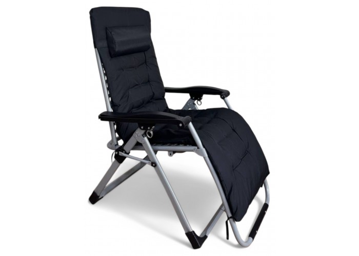 Розкладне крісло шезлонг LEOBRO Zero Gravity Premium Plus Чорне (LB-ZGC-E1-BLK)