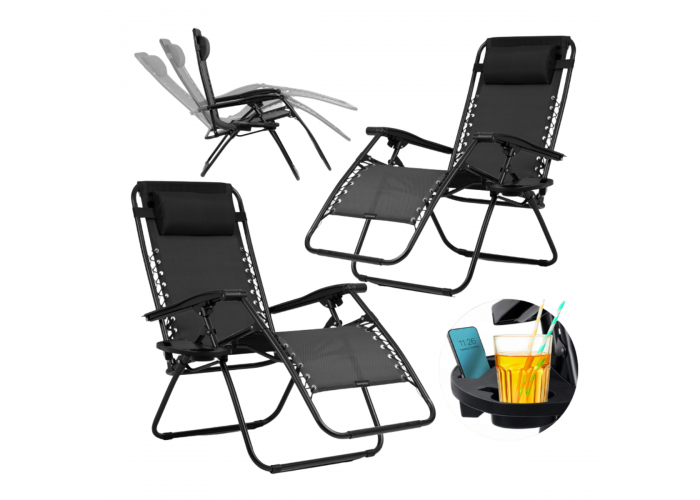 Розкладне крісло шезлонг LEOBRO Zero Gravity Black (LB-ZGC-A1-BLK)