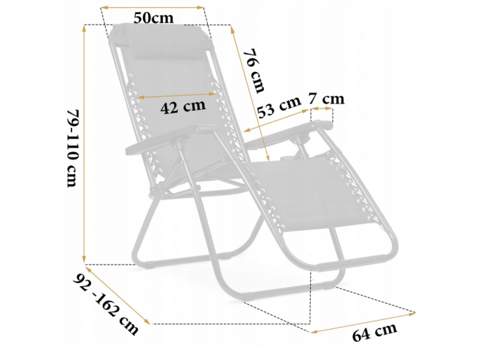 Розкладне крісло шезлонг LEOBRO Zero Gravity Black (LB-ZGC-A1-BLK)
