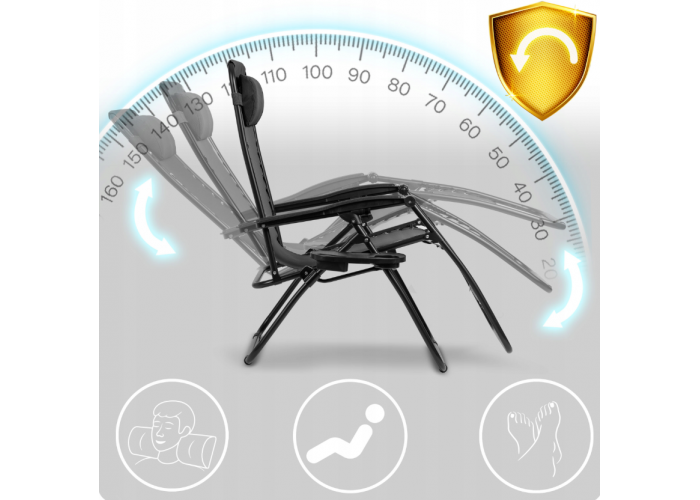 Розкладне крісло шезлонг LEOBRO Zero Gravity Black (LB-ZGC-A1-BLK)