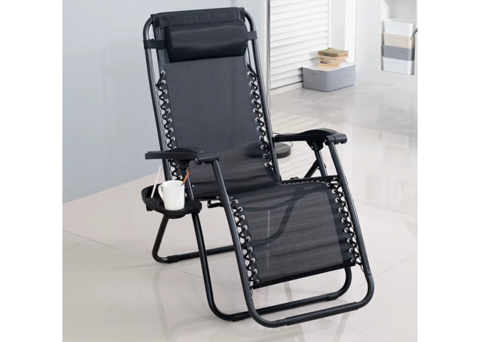 Розкладне крісло шезлонг LEOBRO Zero Gravity Black (LB-ZGC-A1-BLK)