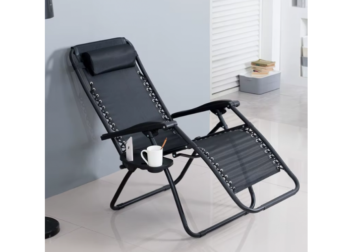 Розкладне крісло шезлонг LEOBRO Zero Gravity Black (LB-ZGC-A1-BLK)