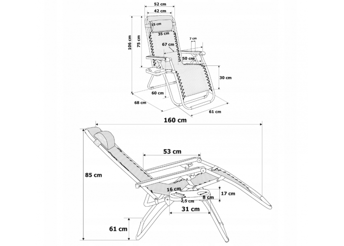 Розкладне крісло шезлонг LEOBRO Zero Gravity Plaid (LB-ZGC-A1-PLD)