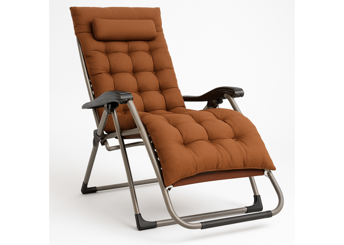 Розкладне крісло шезлонг LEOBRO Zero Gravity Premium Plus Коричневе (LB-ZGC-E1-BRN)
