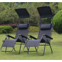Розкладне крісло шезлонг LEOBRO Zero Gravity Black з козирком (LB-ZGC-T1-BLK)