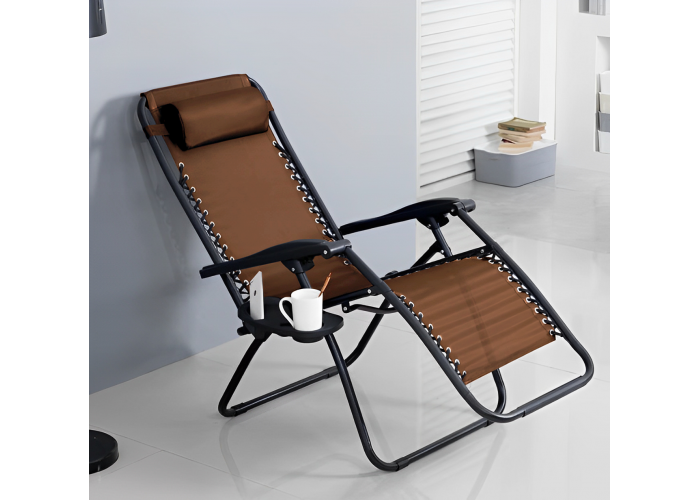 Розкладне крісло шезлонг LEOBRO Zero Gravity Brown (LB-ZGC-A1-BRN)