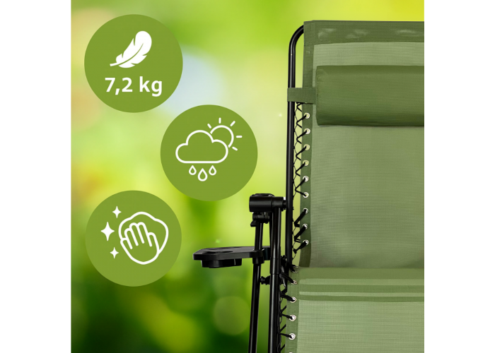 Розкладне крісло шезлонг LEOBRO Zero Gravity Premium Pistachio (LB-ZGC-G2-PST)
