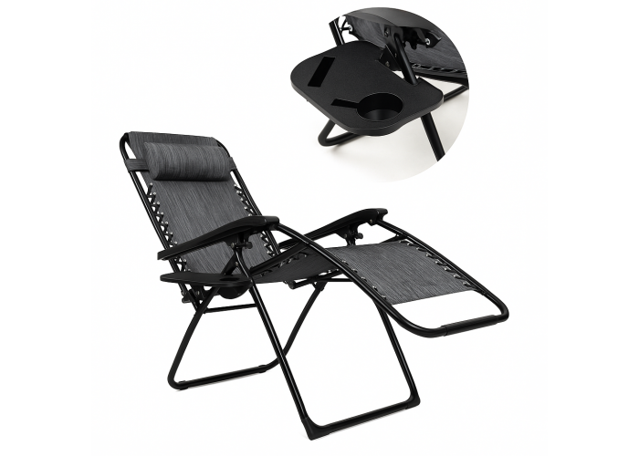 Розкладне крісло шезлонг LEOBRO Zero Gravity Premium Grey (LB-ZGC-G2-GRY)