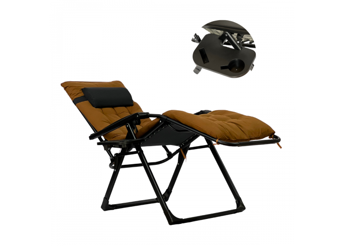 Розкладне крісло шезлонг LEOBRO Zero Gravity Premium Brown (LB-ZGC-K2-BRN)