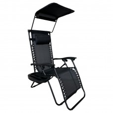 Розкладне крісло шезлонг із козирком LEOBRO Zero Gravity Black (LB-ZGC-H1-BLK)