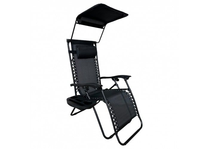 Розкладне крісло шезлонг із козирком LEOBRO Zero Gravity Black (LB-ZGC-H1-BLK)
