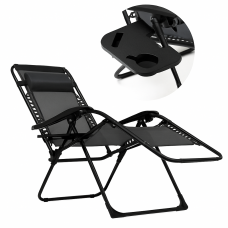 Розкладне крісло шезлонг LEOBRO Zero Gravity Black (LB-ZGC-F1-BLK)