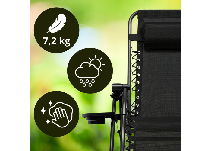 Розкладне крісло шезлонг LEOBRO Zero Gravity Black (LB-ZGC-F1-BLK)