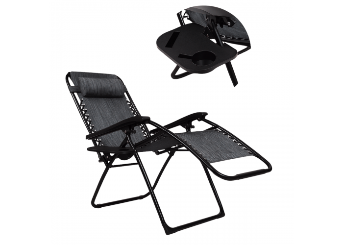 Розкладне крісло шезлонг LEOBRO Zero Gravity Dark Grey (LB-ZGC-F1-DGR)