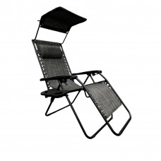 Розкладне крісло шезлонг із козирком LEOBRO Zero Gravity Dark Grey (LB-ZGC-H1-DGR)