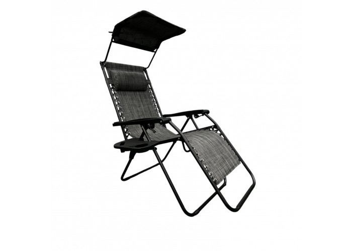 Розкладне крісло шезлонг із козирком LEOBRO Zero Gravity Dark Grey (LB-ZGC-H1-DGR)