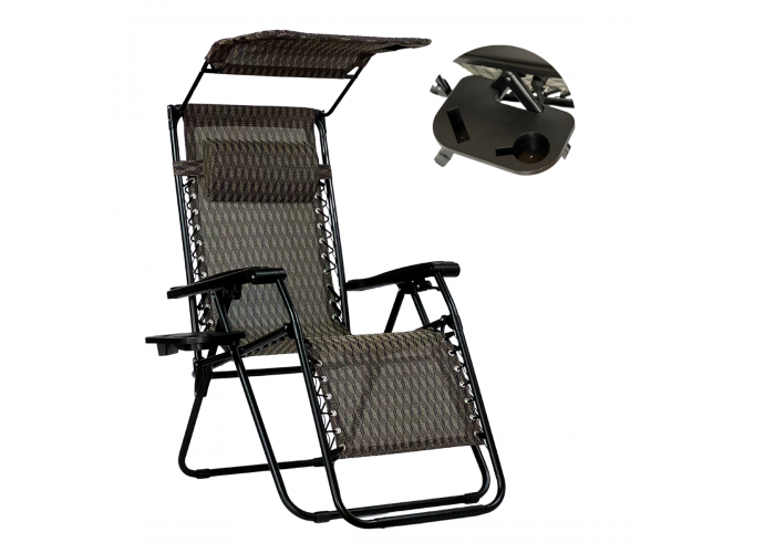 Розкладне крісло шезлонг із козирком LEOBRO Zero Gravity Plaid (LB-ZGC-H1-PLD)